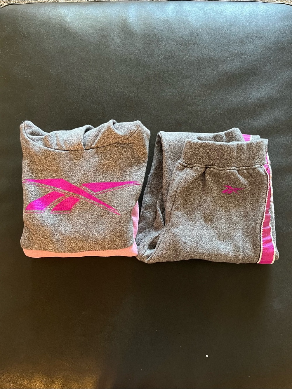 Reebok Gray Sweatpants & Pink Logo Kids Joggers